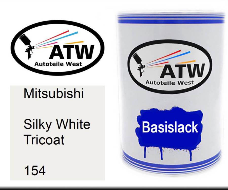 Mitsubishi, Silky White Tricoat, 154: 500ml Lackdose, von ATW Autoteile West.